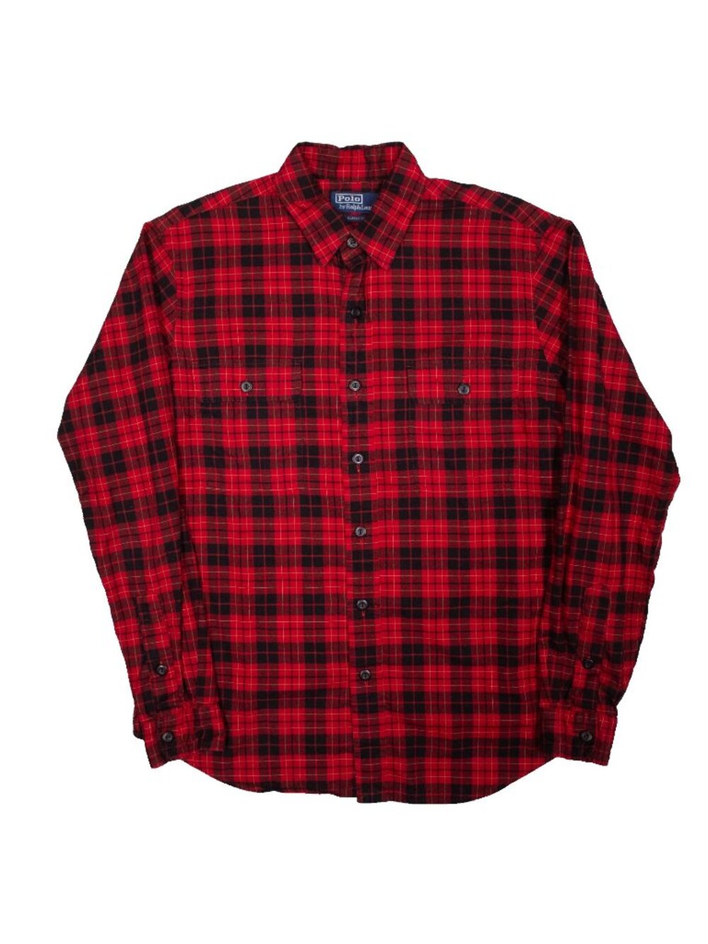 Polo Ralph Lauren Long Sleeve Button Up Shirt Red Plaid Cotton Medium